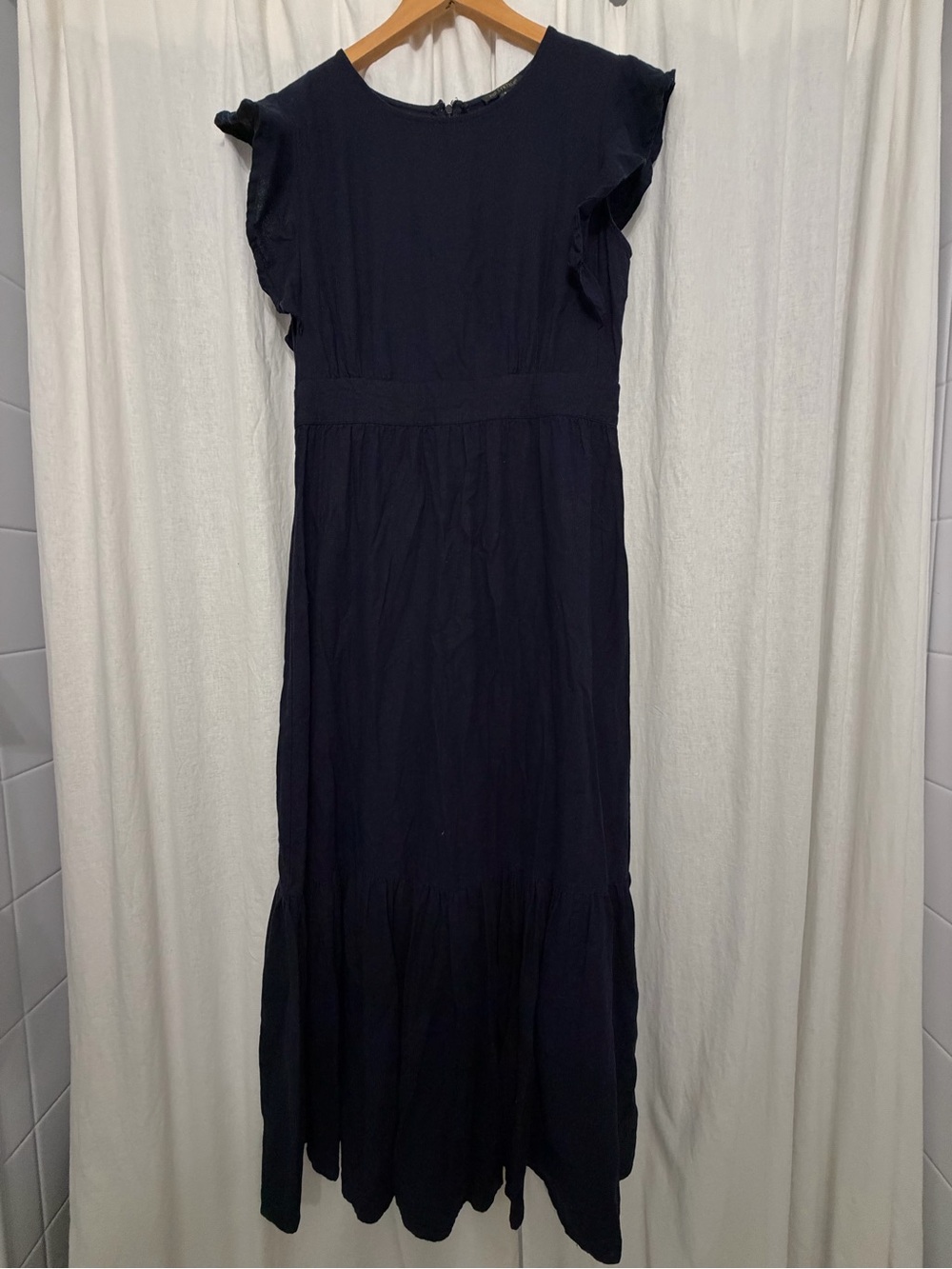For Cynthia linen midi ruffle dress- small